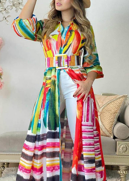 Chic Colorblock Peter Pan Collar Print Cotton Shirts Dresses Spring WW1041 Ada Fashion