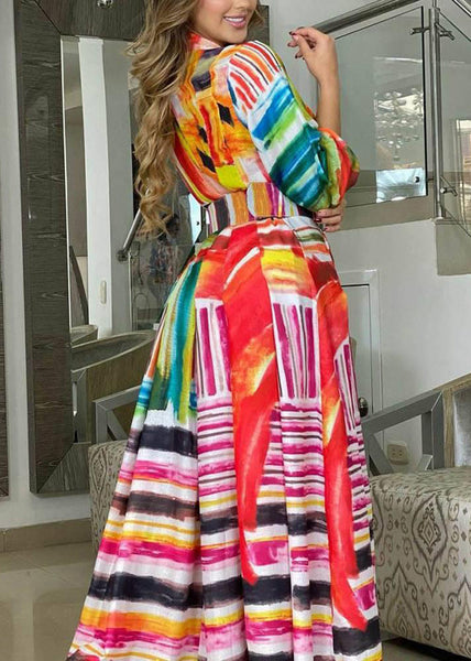 Chic Colorblock Peter Pan Collar Print Cotton Shirts Dresses Spring WW1041 Ada Fashion