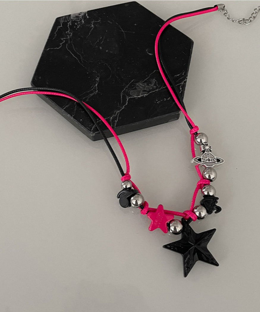 Chic Colorblock Stainless Steel Alloy Star Pendant Necklace ZZ051 JEW-NLC240613