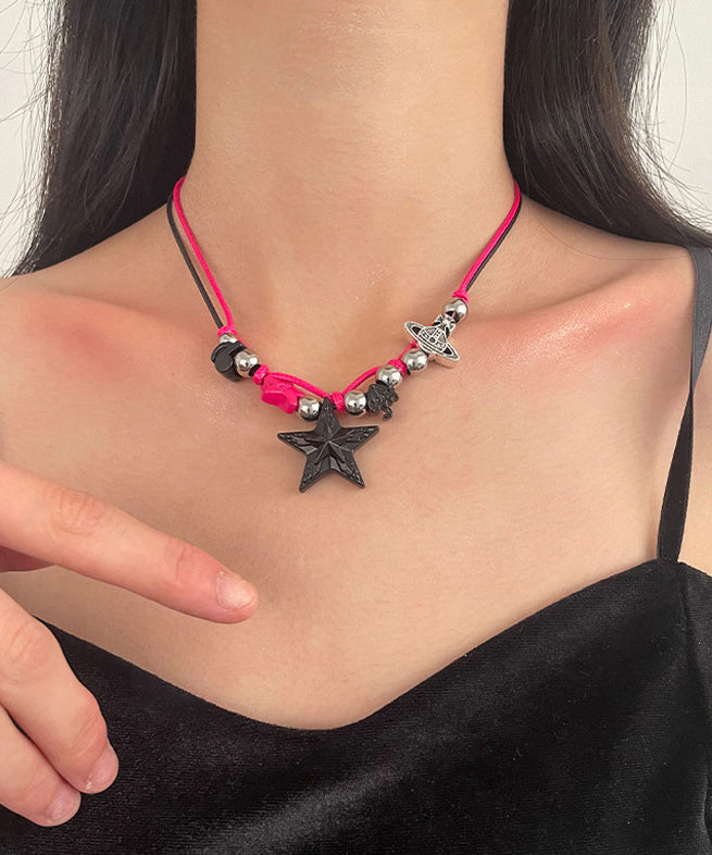 Chic Colorblock Stainless Steel Alloy Star Pendant Necklace ZZ051 JEW-NLC240613