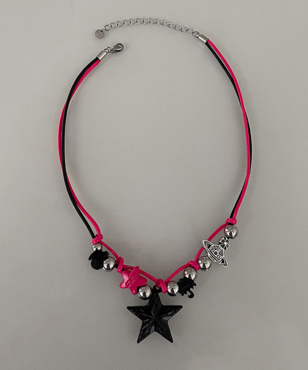 Chic Colorblock Stainless Steel Alloy Star Pendant Necklace ZZ051 JEW-NLC240613