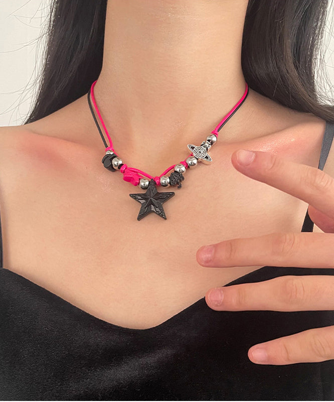 Chic Colorblock Stainless Steel Alloy Star Pendant Necklace ZZ051 JEW-NLC240613