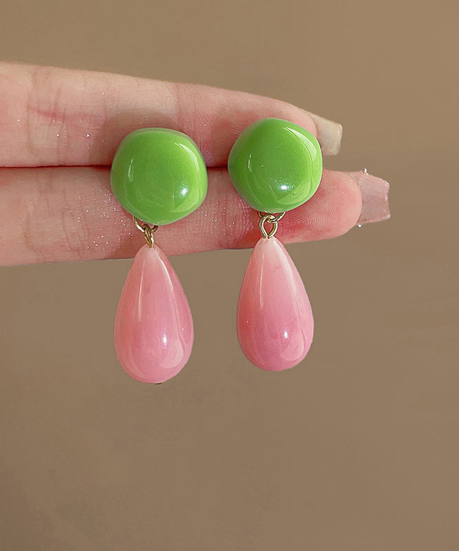 Chic Colorblock Sterling Silver Overgild Alloy Resin Drop Earrings GH1089 Ada Fashion