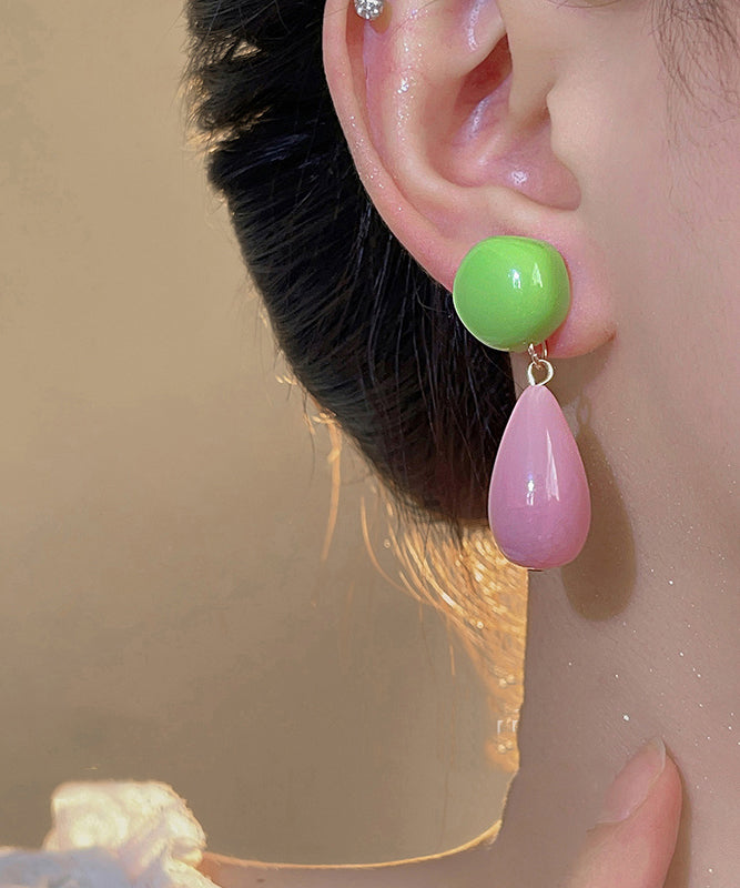 Chic Colorblock Sterling Silver Overgild Alloy Resin Drop Earrings GH1089 Ada Fashion