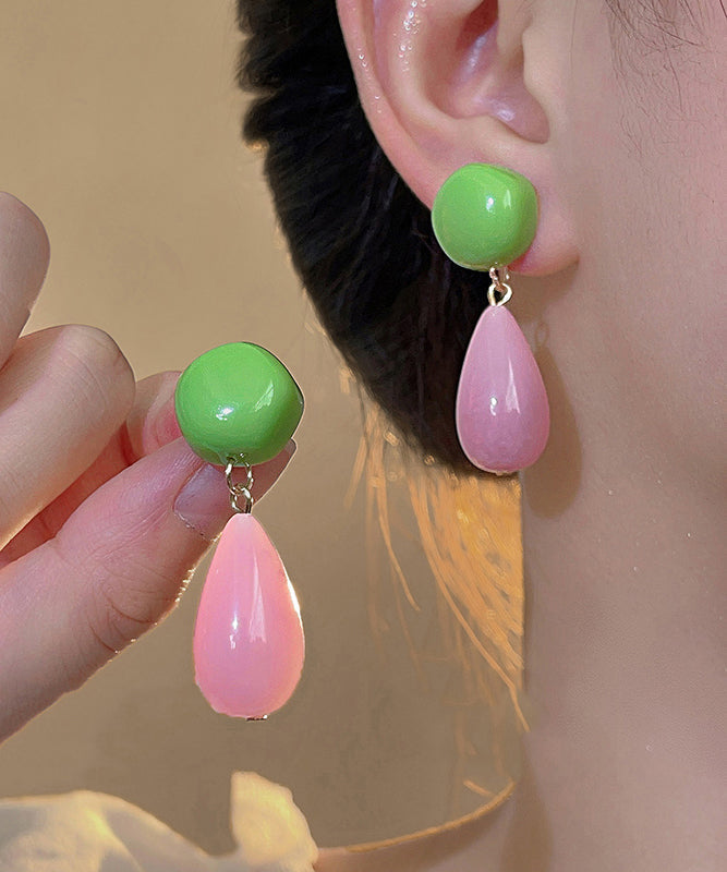 Chic Colorblock Sterling Silver Overgild Alloy Resin Drop Earrings GH1089 Ada Fashion