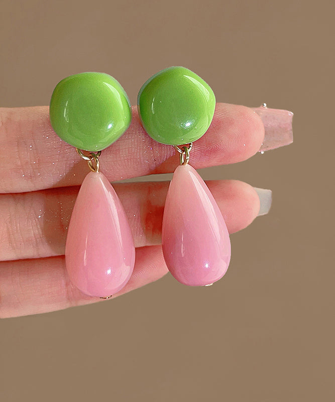 Chic Colorblock Sterling Silver Overgild Alloy Resin Drop Earrings GH1089 Ada Fashion