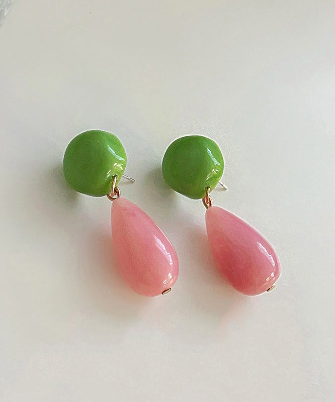 Chic Colorblock Sterling Silver Overgild Alloy Resin Drop Earrings GH1089 Ada Fashion