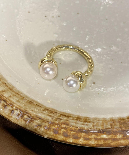 Chic Gold Alloy Zircon Pearl Star Floral Rings Three Piece Set GH1047 Ada Fashion