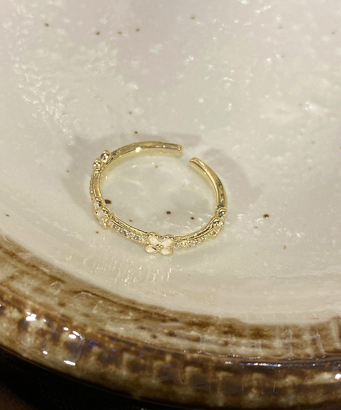 Chic Gold Alloy Zircon Pearl Star Floral Rings Three Piece Set GH1047 Ada Fashion