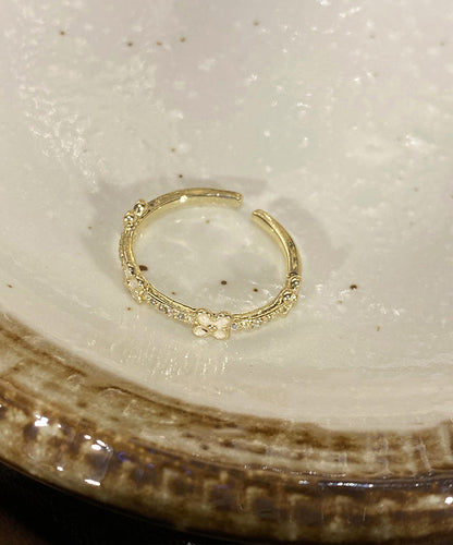 Chic Gold Alloy Zircon Pearl Star Floral Rings Three Piece Set GH1047 Ada Fashion