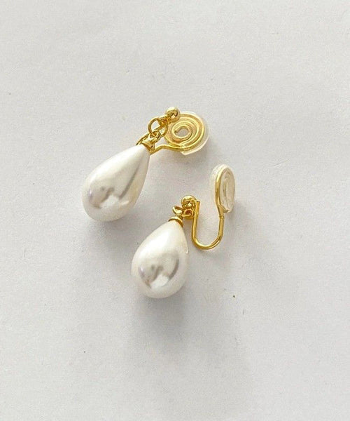Pearl Copper Earrings Stud Chic Gold Alloy Drop Water FashionChic