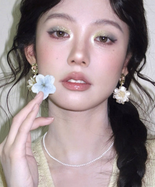 Gold Chic Drop Alloy Copper Resin Floral Earrings FashionChic