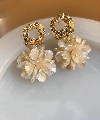 Gold Chic Drop Alloy Copper Resin Floral Earrings FashionChic