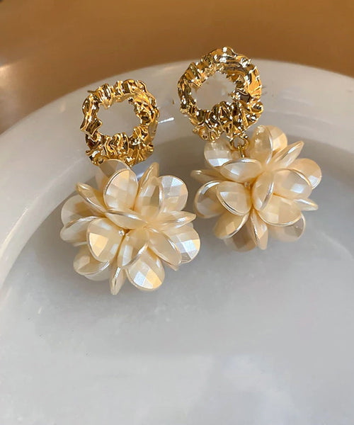 Gold Chic Drop Alloy Copper Resin Floral Earrings FashionChic