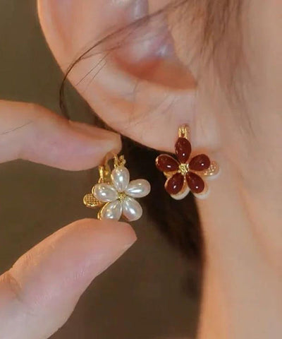 Chic Gold Copper Overgild Floral Hoop Earrings YX017 ABC