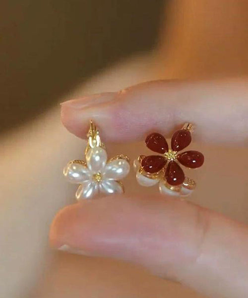 Chic Gold Copper Overgild Floral Hoop Earrings YX017 ABC