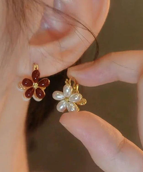 Chic Gold Copper Overgild Floral Hoop Earrings YX017 ABC