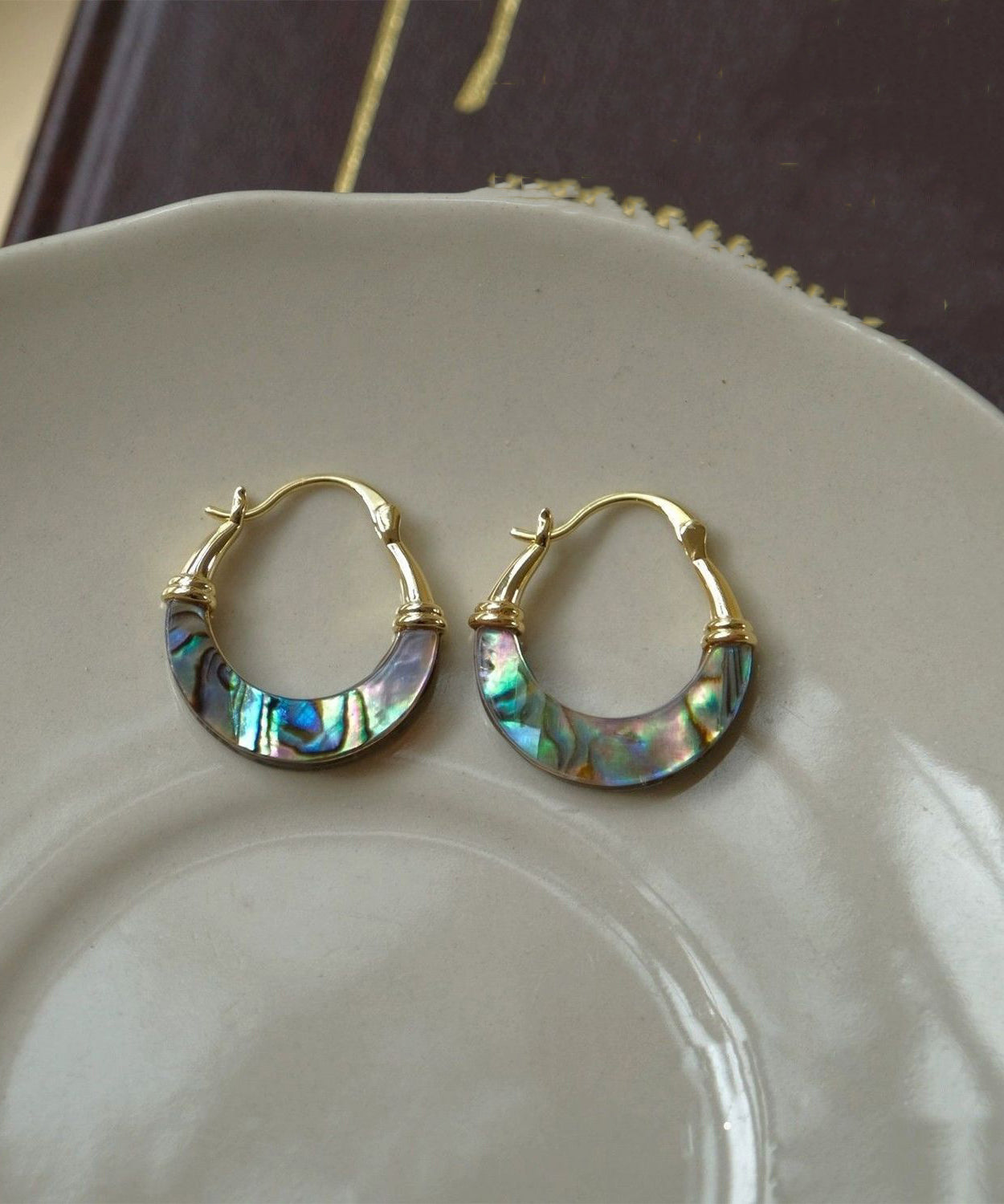 Hoop Earrings Copper Overgild Gold Shell Chic FashionChic