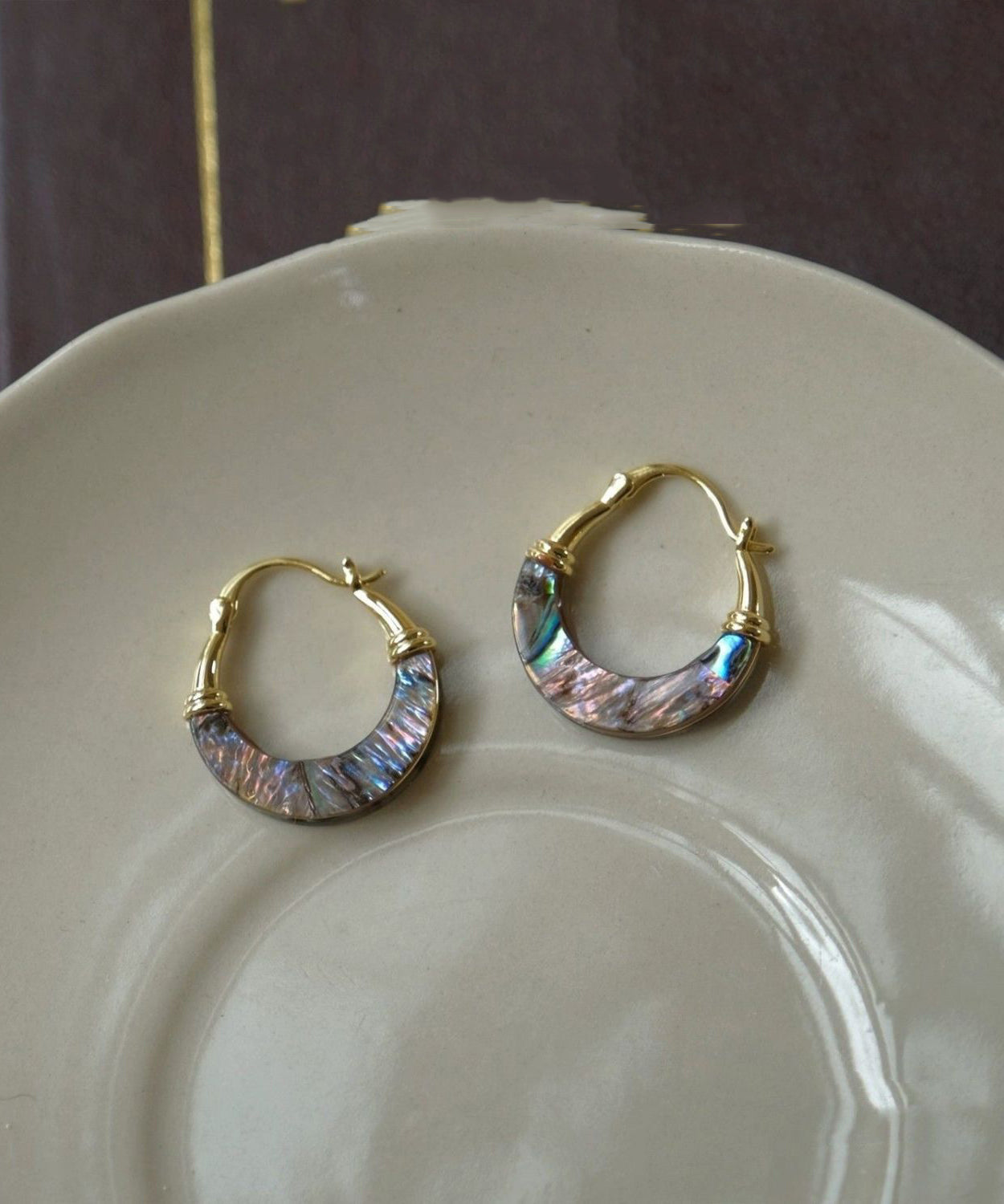 Hoop Earrings Copper Overgild Gold Shell Chic FashionChic
