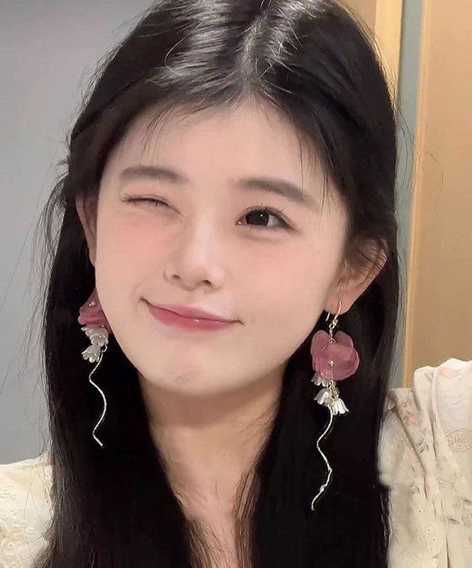 Chic Copper Gold Zircon Tassel Pearl Drop Earrings Bellflower FashionChic