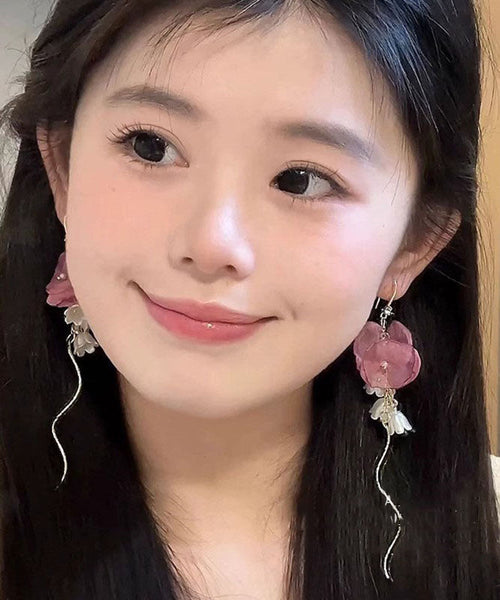 Chic Copper Gold Zircon Tassel Pearl Drop Earrings Bellflower FashionChic