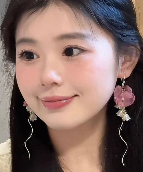 Chic Copper Gold Zircon Tassel Pearl Drop Earrings Bellflower FashionChic