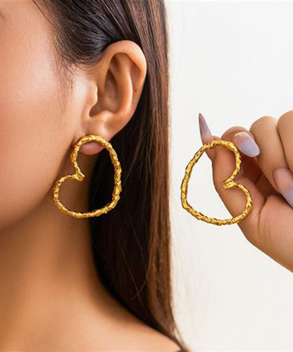 Chic Gold Metal Alloy Love Hoop Earrings YI013 ABC