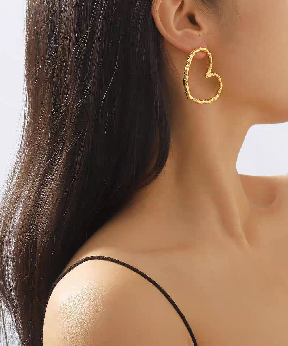 Chic Gold Metal Alloy Love Hoop Earrings YI013 ABC