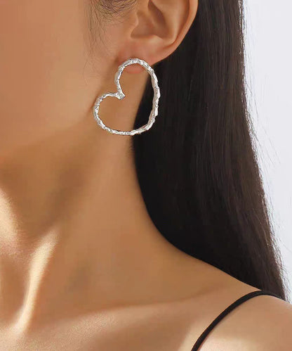 Chic Gold Metal Alloy Love Hoop Earrings YI013 ABC