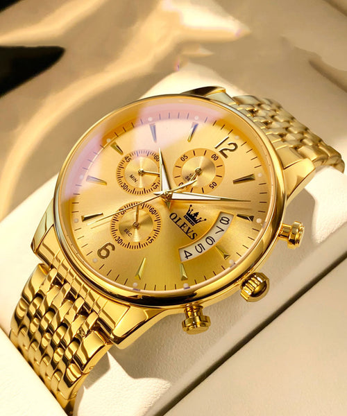 Gold Watches Steel Machinery Movement Stainless Chic Quartz FashionChic