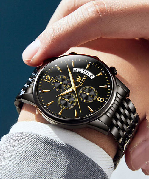 Gold Watches Steel Machinery Movement Stainless Chic Quartz FashionChic