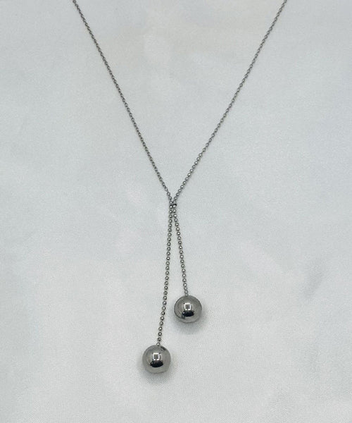 Chic Gold Stainless Steel Sphericity Tassel Pendant Necklace ZZ090 JEW-NLC240613