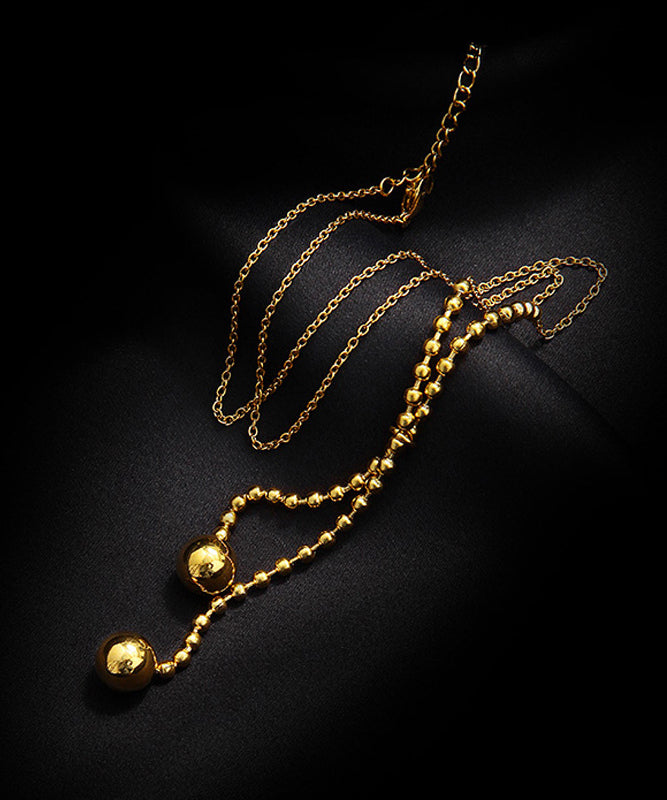 Chic Gold Stainless Steel Sphericity Tassel Pendant Necklace ZZ090 JEW-NLC240613
