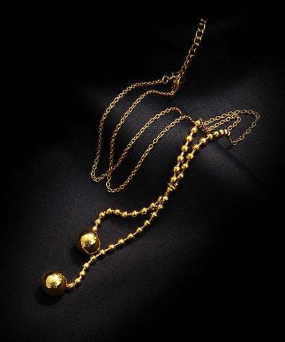 Chic Gold Stainless Steel Sphericity Tassel Pendant Necklace ZZ090 JEW-NLC240613