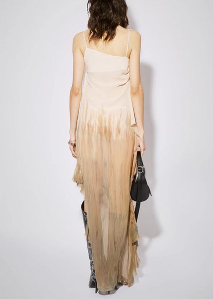 Chic Gradient Color Ruffled Low High Design Cotton Dress Sleeveless KK069 SH-LF-SDL240602