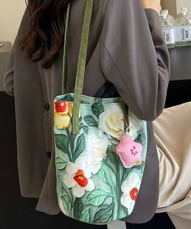 Bag Green Bucket Capacity Large Grass Paitings Chic FashionChic