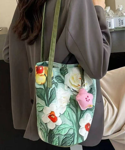 Bag Green Bucket Capacity Large Grass Paitings Chic FashionChic