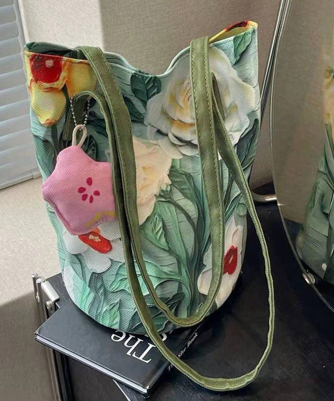 Bag Green Bucket Capacity Large Grass Paitings Chic FashionChic