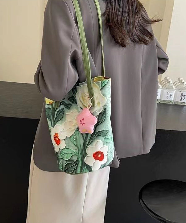 Bag Green Bucket Capacity Large Grass Paitings Chic FashionChic