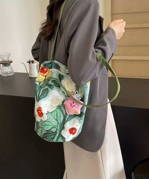 Bag Green Bucket Capacity Large Grass Paitings Chic FashionChic