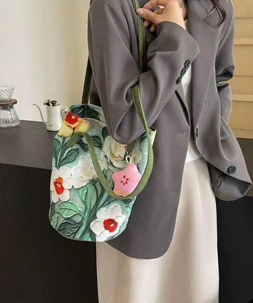 Bag Green Bucket Capacity Large Grass Paitings Chic FashionChic