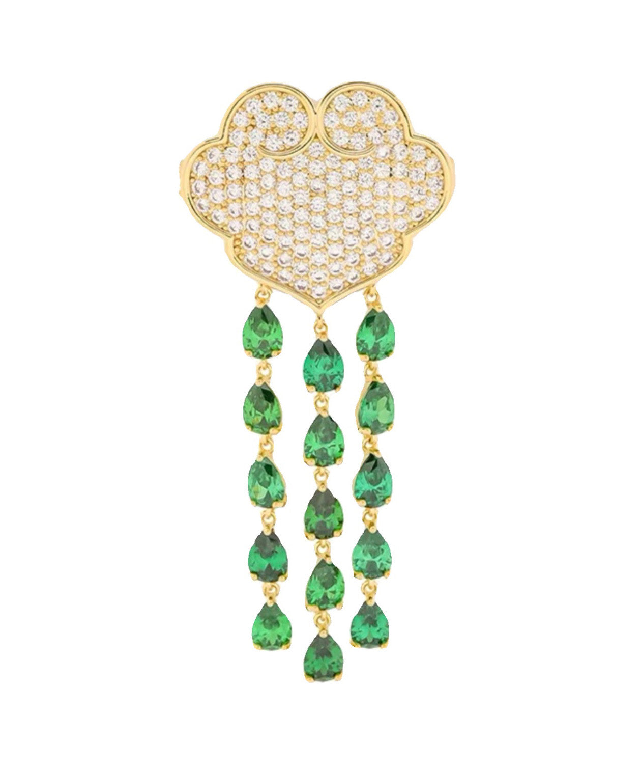 Chic Green Alloy Auspicious Clouds Crystal Tassel Brooch RG007 ABC