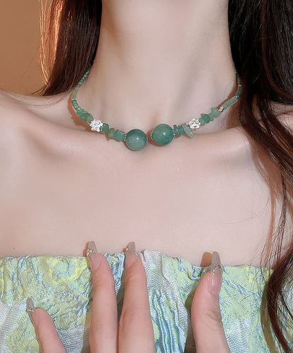 Chic Green Alloy Gem Stone Zircon Beading Choker WQ028 JEW-EAR241102