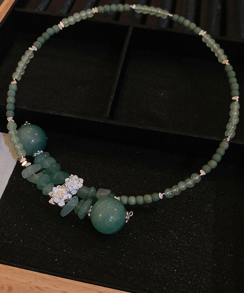 Chic Green Alloy Gem Stone Zircon Beading Choker WQ028 JEW-EAR241102