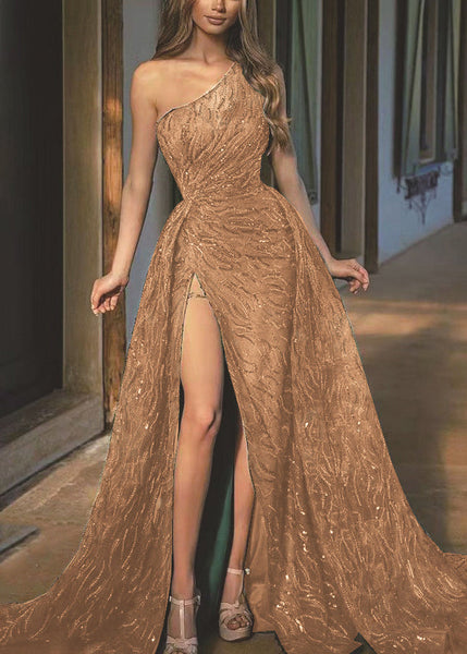 One Chic Shoulder Side Party Dress Open Green Sleeveless FashionChic