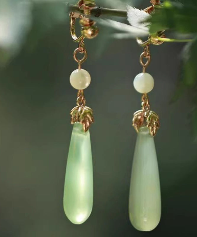 Chic Green Sterling Silver Alloy Pearl Drop Earrings AC1070 Genistyle Shop