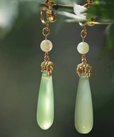 Chic Green Sterling Silver Alloy Pearl Drop Earrings AC1070 Genistyle Shop