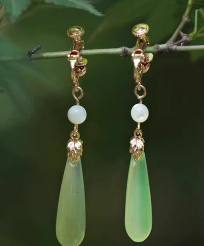 Chic Green Sterling Silver Alloy Pearl Drop Earrings AC1070 Genistyle Shop