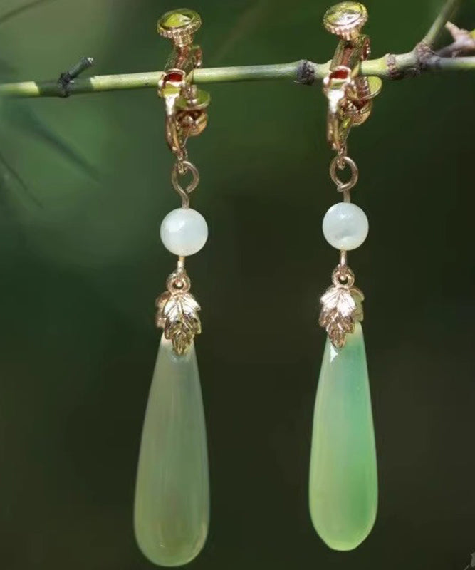 Chic Green Sterling Silver Alloy Pearl Drop Earrings AC1070 Genistyle Shop