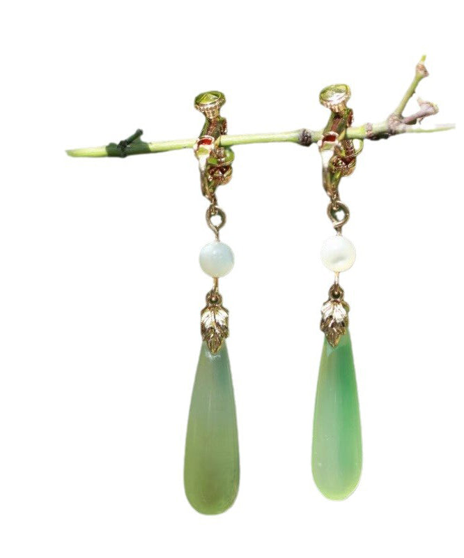 Chic Green Sterling Silver Alloy Pearl Drop Earrings AC1070 Genistyle Shop